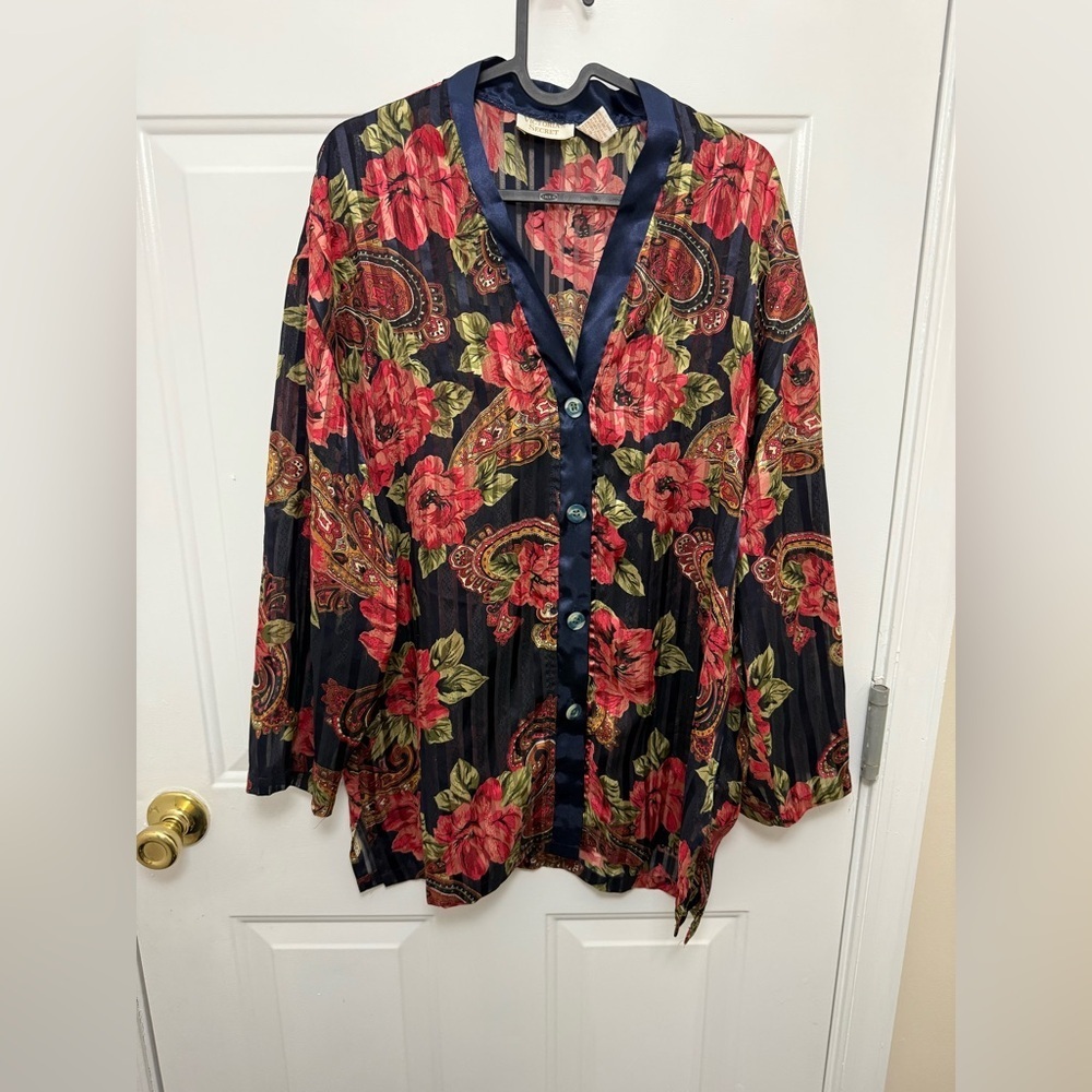 Victoria’s Secret Gold Label Vintage Floral Paisley Sheer Top M 90s lingerie